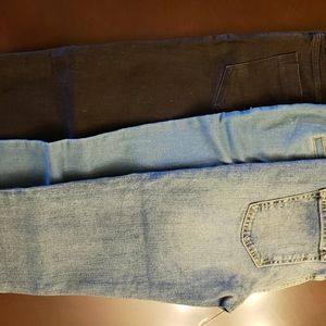 black w/frayed hem+light cuffed cropped+lt.blue jogger denim pants